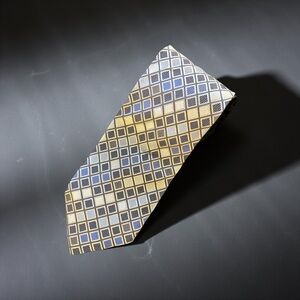 Roberto Villini Handmade Collezione Silk Tie Silver Blue Dk Grey DiamondPattern